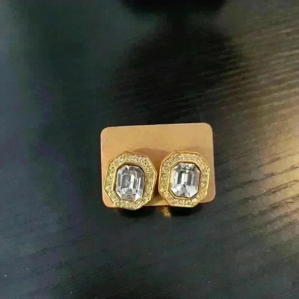Gold tone rhinestone earrings